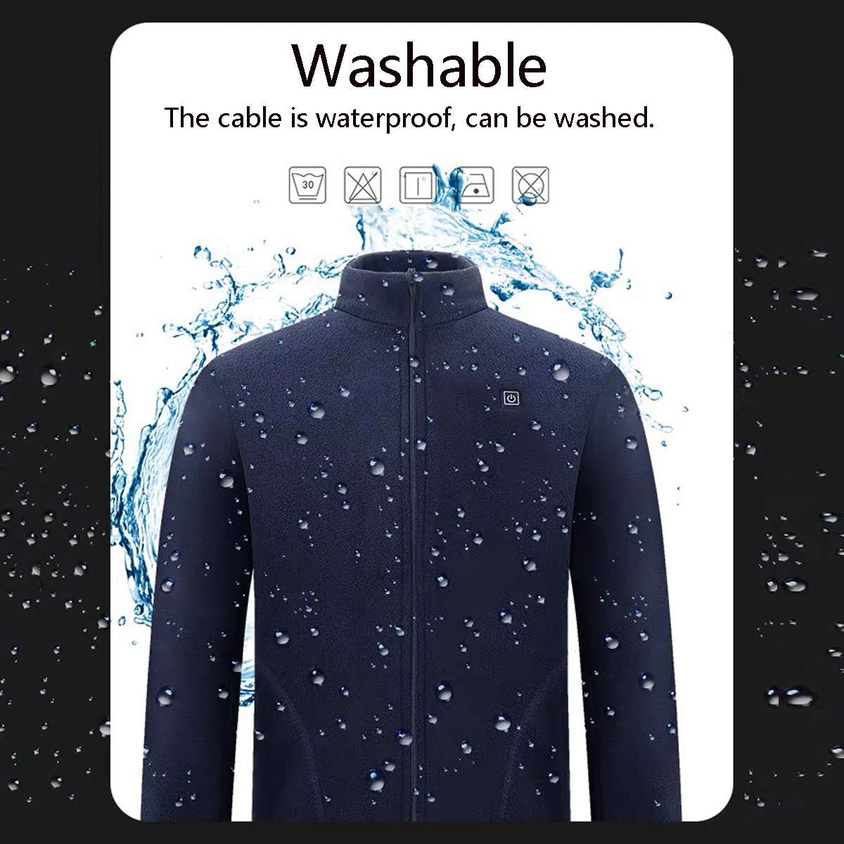 GLACIER Jacket - Heated fleece in blue with water splash